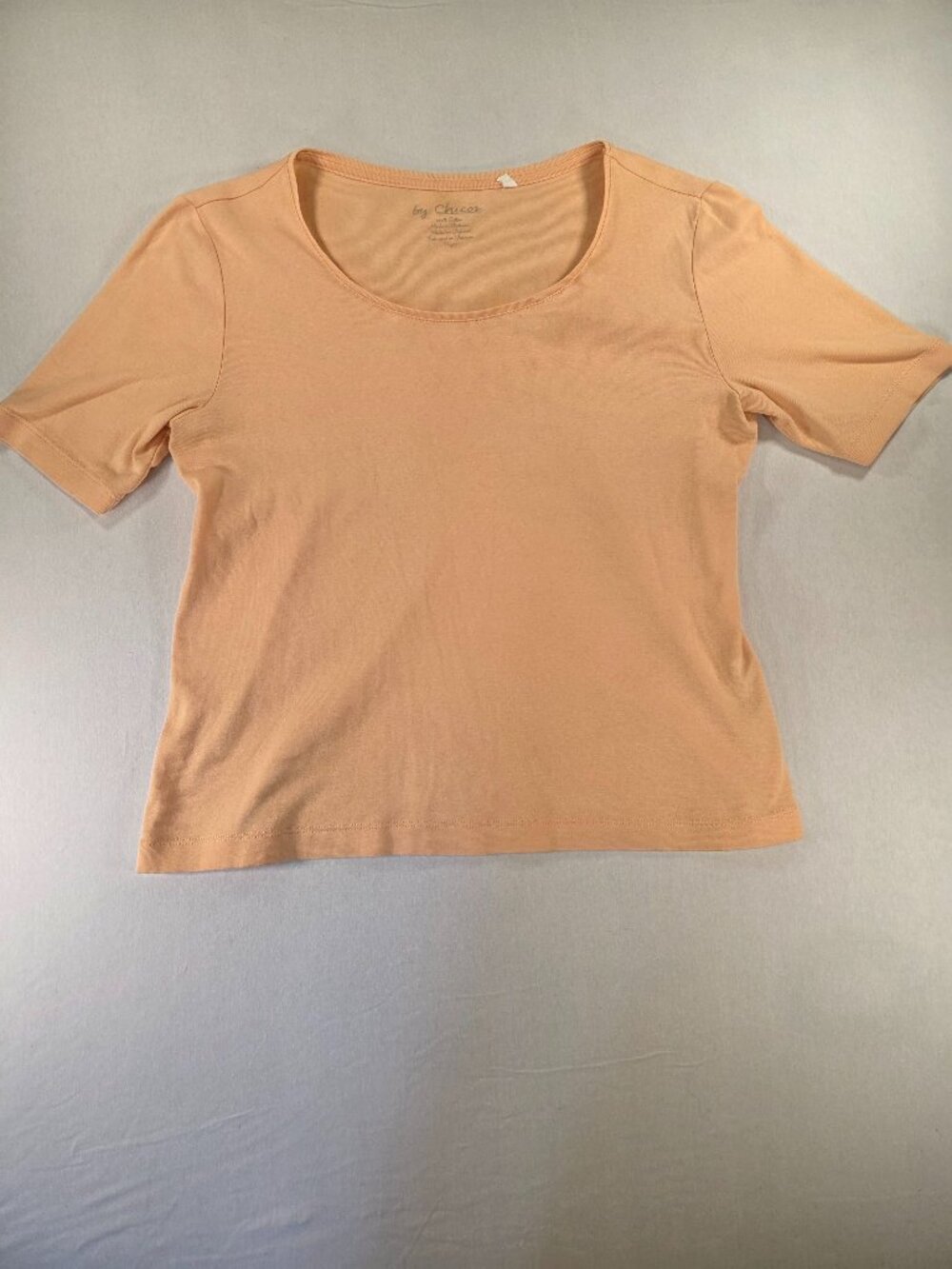 Chico's Shirt Women Size 1 Nude Salmon Round Neck Short Sleeve T-shirt